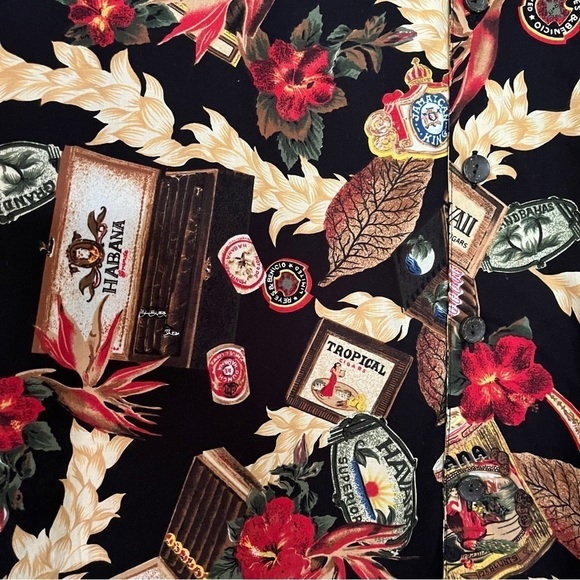 Vintage Robert Stock Hawaiian island cigar themed button down collared shirt - Picture 4 of 10